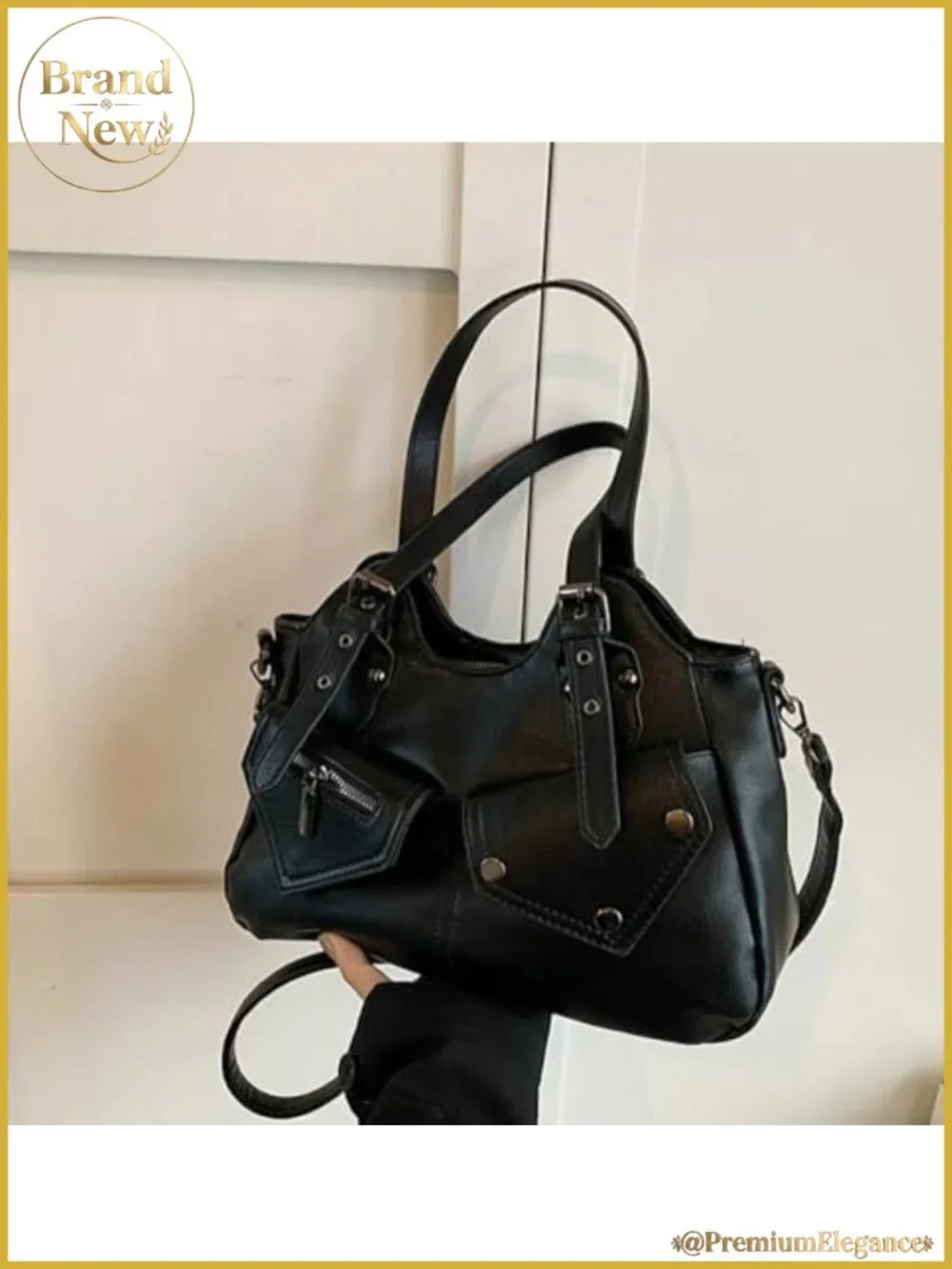 Vintage Large Capacity Leather Hobo Tote Bag Women Shoulder Crossbody Purse Y2K